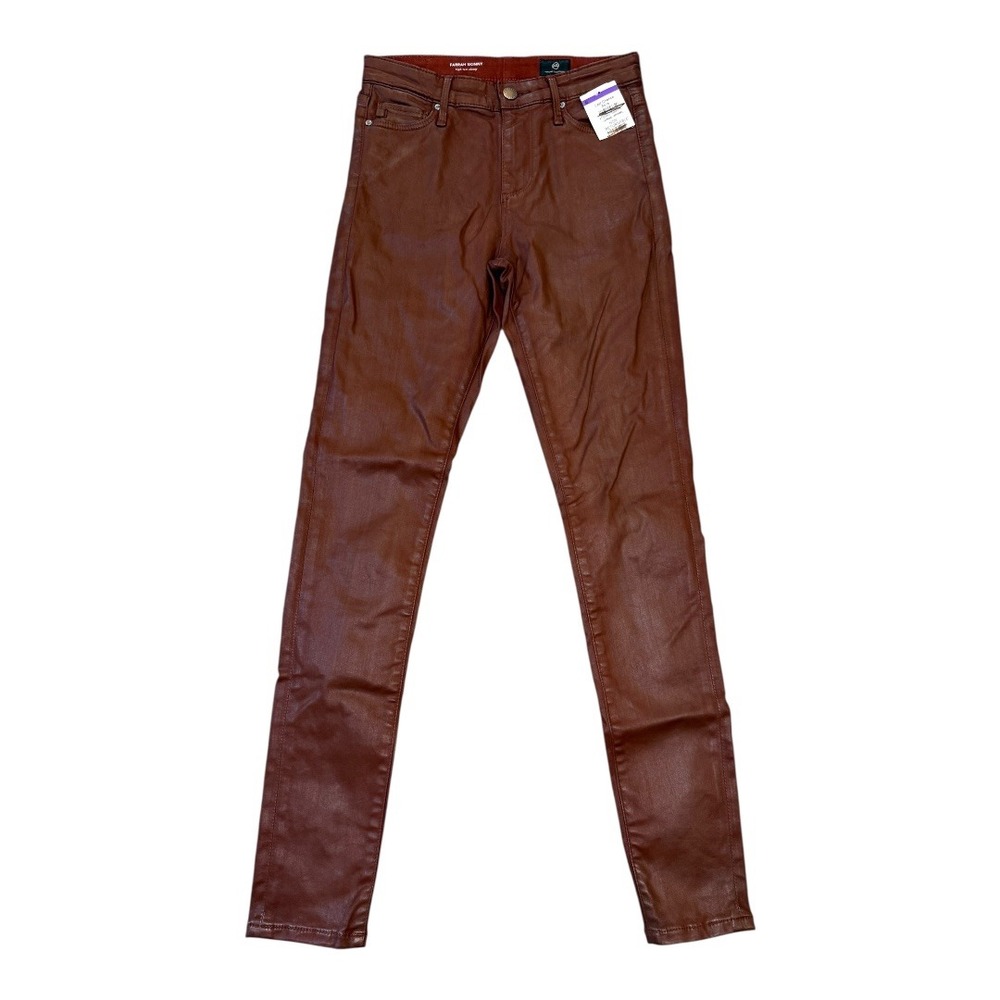 AG Adriano Goldschmied Farrah Skinny High Rise Coated Brown Jean Size 2 (25) NWT